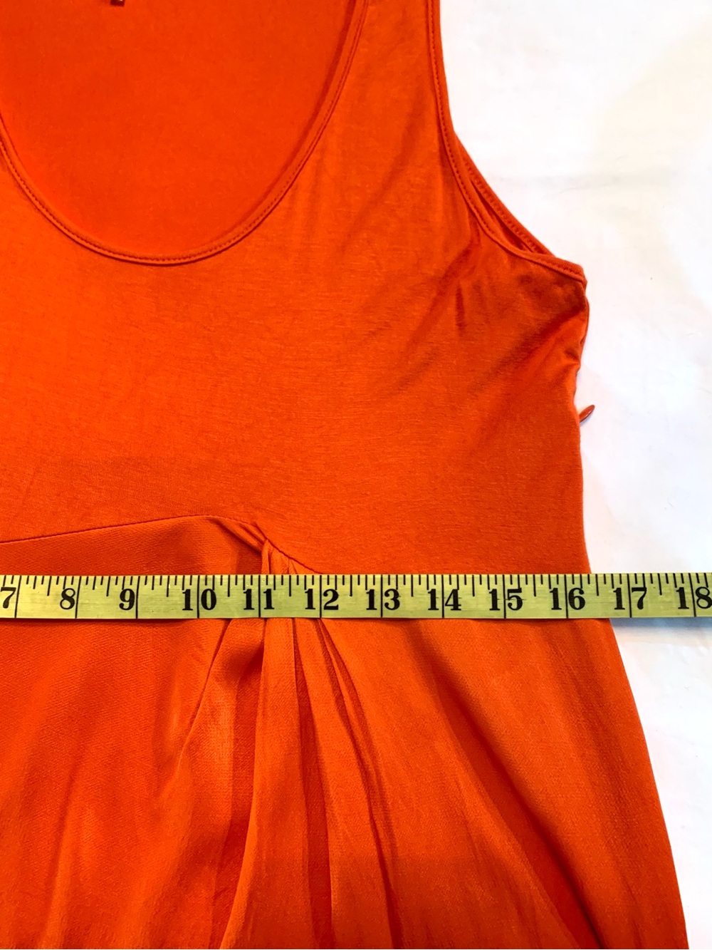 Anthropologie Gemini Pullover Mixed Fabric Asymmetric Tank Dress Midi Orange - L - Picture 8 of 12